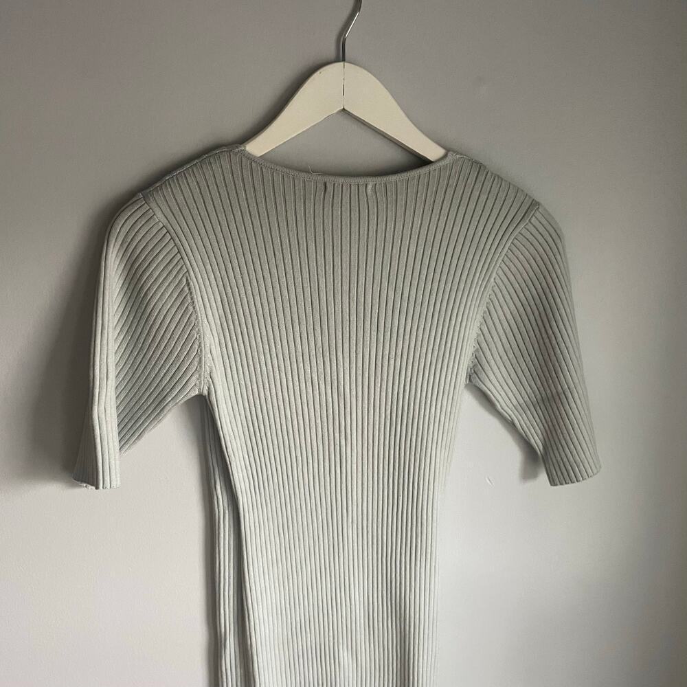 Tea n Rose Lilght Blue Knit Short Sleeve Wrap Sweater Dress Bodycon sz Small - Picture 6 of 6